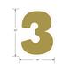 Gold Number (3) Corrugated Plastic Yard Sign, 24in